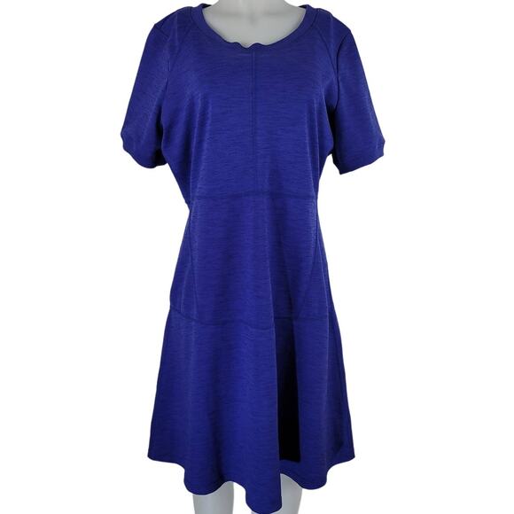 Athleta En Route Fit N Flare Ponte Knit Short Sleeve Dress Periwinkle Size  XLT - Picture 1 of 4